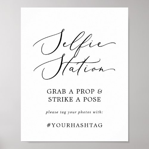 Delicate Black Selfie Station Wedding Hashtag Sign