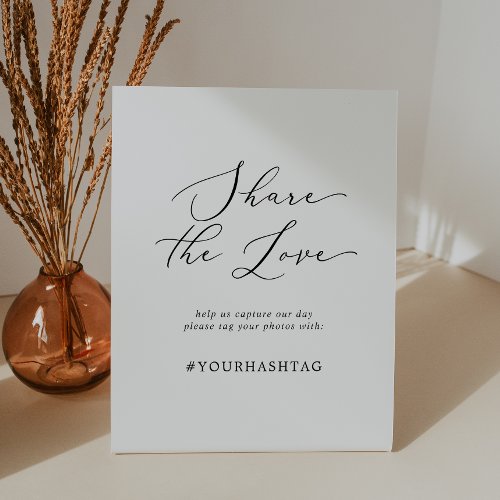 Delicate Black Share The Love Wedding Hashtag Pedestal Sign