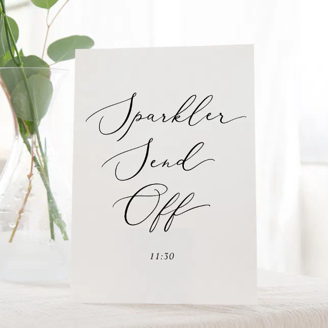 Delicate Black Wedding Sparkler Send Off Pedestal Sign | Zazzle