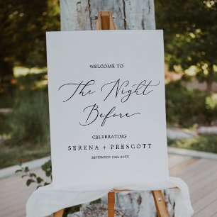 Delicate Black Welcome Night Before Wedding Sign