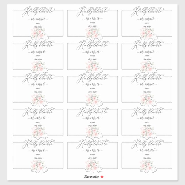 Delicate Bloom Blush Roses Guest Address Sticker (Sheet)