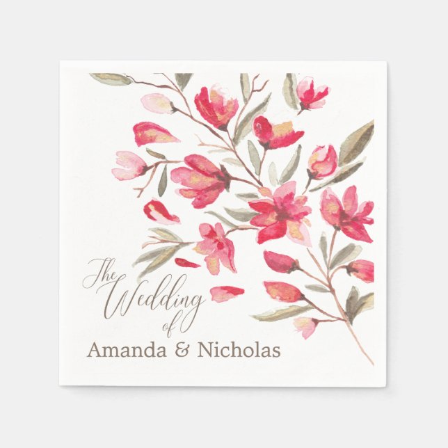 Delicate Bloom typography rustic wedding Paper Napkins (Front)