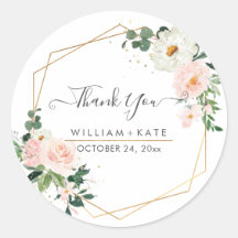 Delicate Bloom Watercolor Blush Roses Thank You