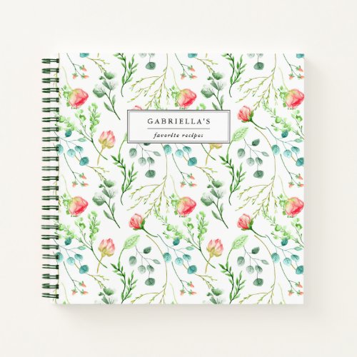 Delicate Blooms Personalized Recipe Notebook