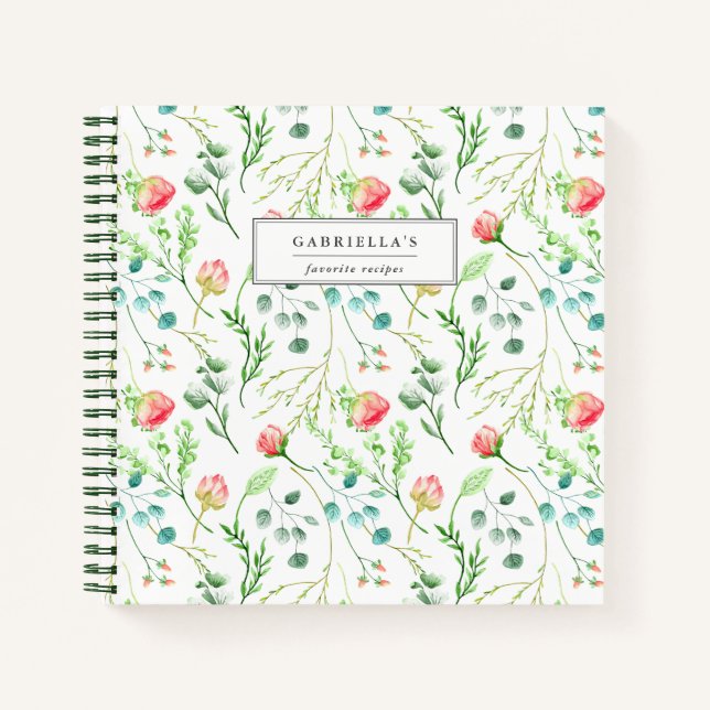 Delicate Blooms Personalized Recipe Notebook (Front)