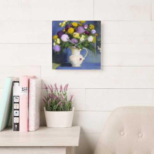 Delicate Blooms Wall Dcor  Square Wall Clock