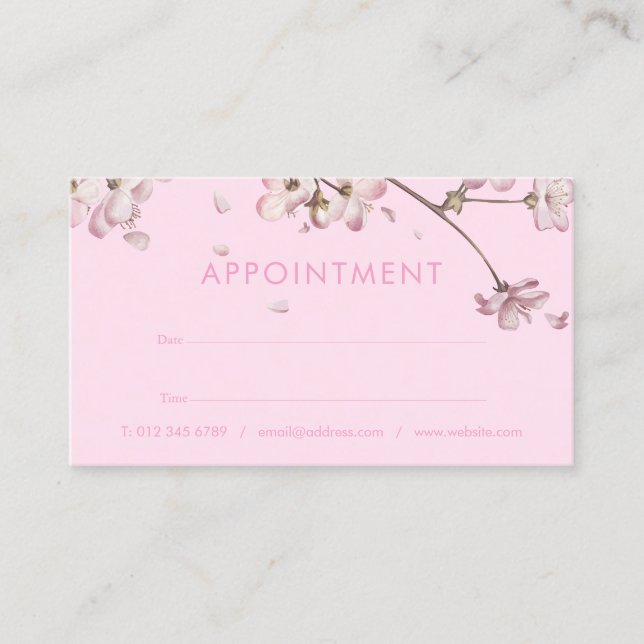 Delicate Blossom Floral Pink Appointment Card (Front)