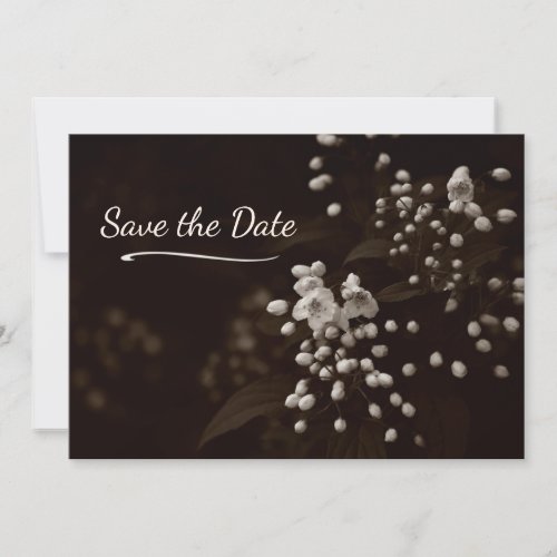 Delicate Blossom Flowers Sepia Save the Date