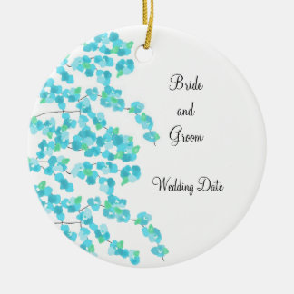 Delicate Blossom Save the Date (aqua) Ceramic Ornament