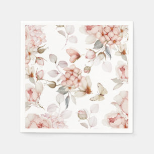 Delicate Blossoms and Butterflies Napkins