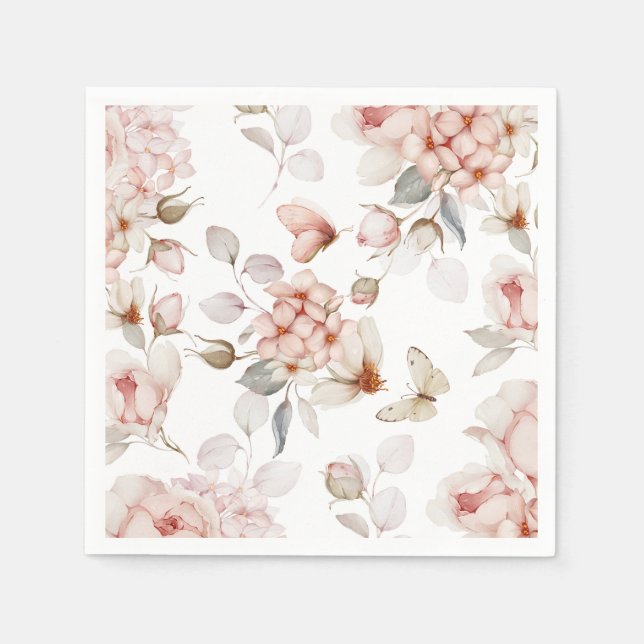 Delicate Blossoms and Butterflies Napkins (Front)