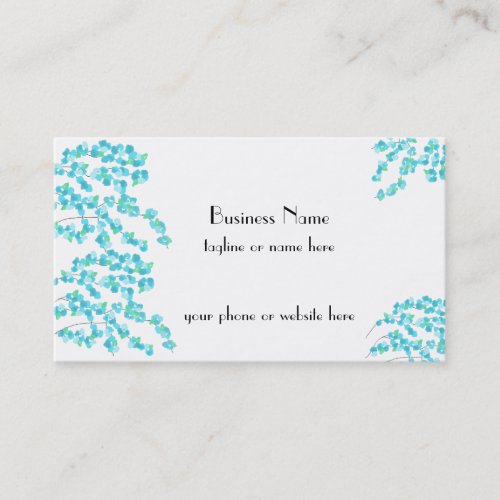 Delicate Blossoms (Aqua) Business Card Template