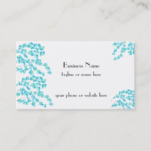 Customizable Delicate Blossoms (Aqua) Business Card Template