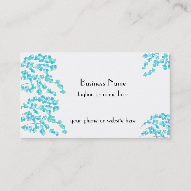 Delicate Blossoms (Aqua) Business Card (Front)
