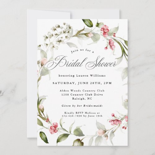 Delicate Blossoms Watercolor Bridal Shower Invitation