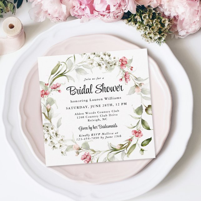 Delicate Blossoms Watercolor Bridal Shower Invitation (Available in both printed and instant download digital formats.)