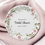 Delicate Blossoms Watercolor Floral Bridal Shower Paper Plates<br><div class="desc">The beautifully feminine bridal shower paper plate has a wreath of delicate watercolor spring blossoms encircling the your text. Colors include feminine shades of pink from pastel to vibrant deep pink along with beige florals and wispy greenery. Plates are available in 2 sizes: 7-inch diameter and 9-inch diameter.</div>