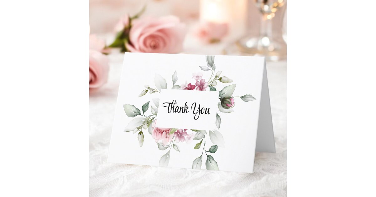 Delicate Blossoms Watercolor Floral Thank You Card | Zazzle