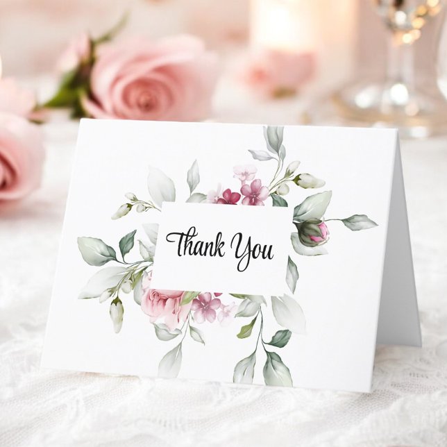 Delicate Blossoms Watercolor Floral Thank You Card (Creator Uploaded)