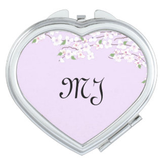 Delicate Blossoms with Initials Mirror For Makeup
