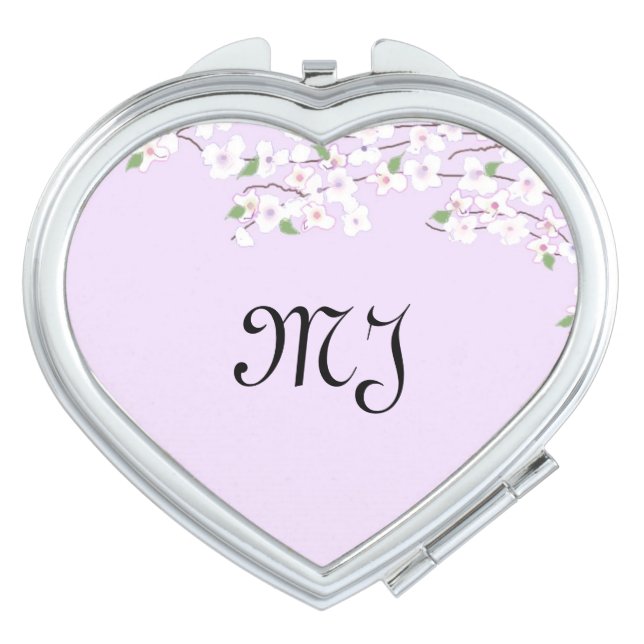 Delicate Blossoms with Initials Mirror For Makeup (Front)