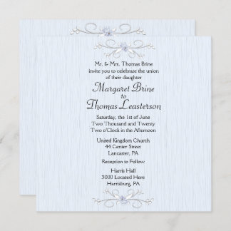 Delicate Blue 2 Wedding Invitation 