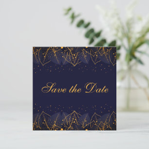 Delicate Blue and Gold Leaves Save The Date