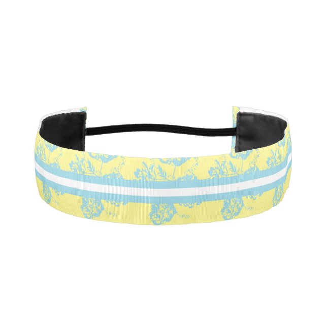 Delicate Blue and Yellow Floral Athletic Headband (Front)