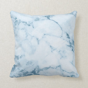 Delicate Blue Aquatic Frozen White Marble Vip Throw Pillow