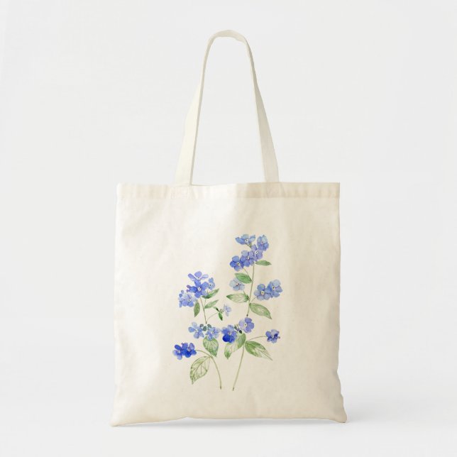 delicate blue Brunnera flowers wildflower tote bag (Front)