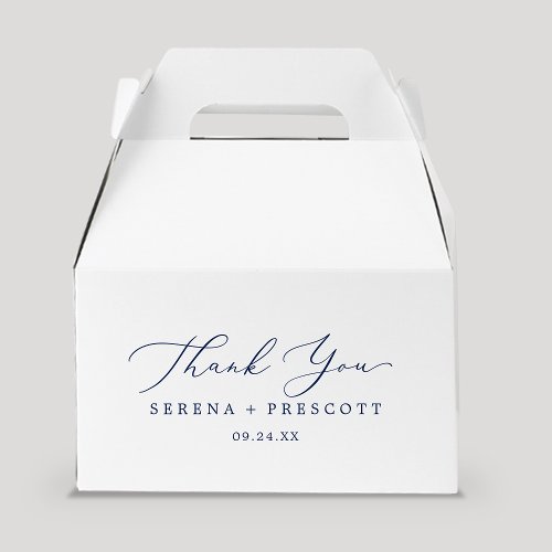 Delicate Blue Calligraphy Thank You Favor Box