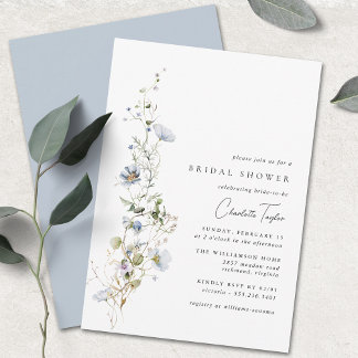 Delicate Blue Floral | Airy Garden Bridal Shower Invitation