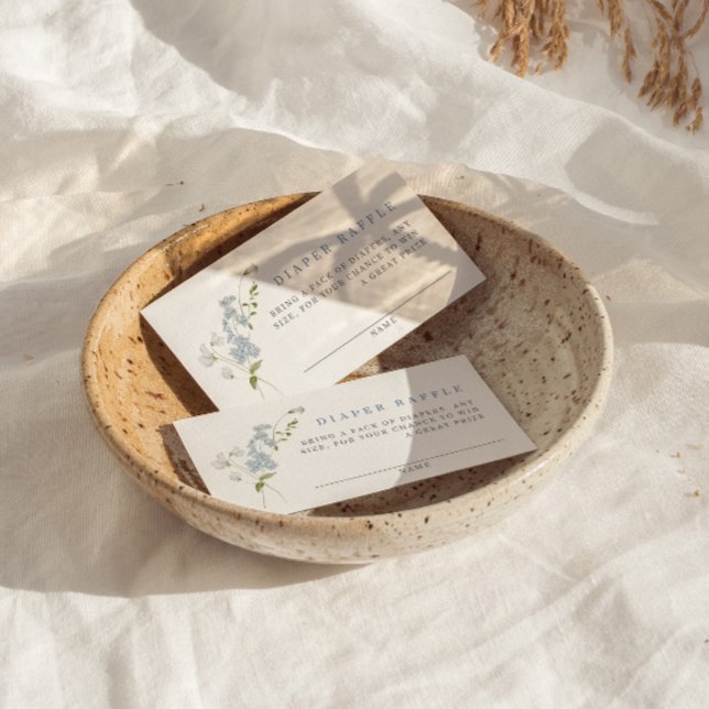 Delicate Blue Floral Baby Shower Diaper Raffle Enclosure Card (Creator Uploaded)