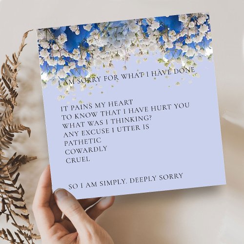 Delicate Blue Floral Iâm sorry apology Card