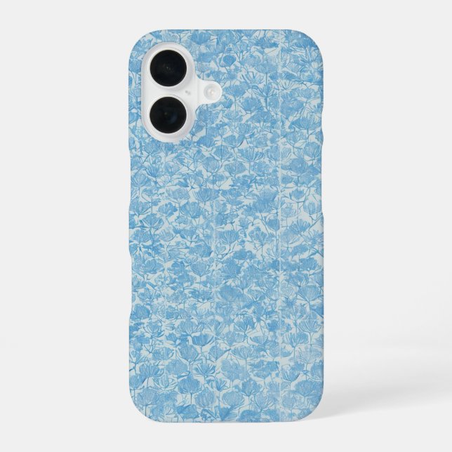 Delicate Blue Floral Pattern Japanese Modern Phone iPhone Case (Back)
