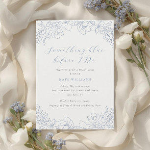 Delicate Blue Floral Something Blue Bridal Shower Invitation