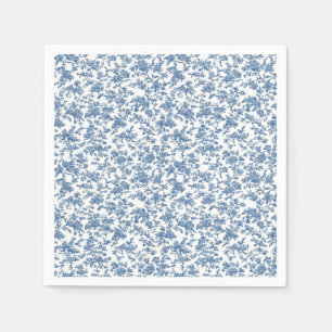 Delicate Blue Floral Toile Garden Party Paper Napk Napkins