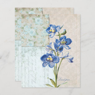 Delicate Blue Floral Vintage Scrapbook Paper