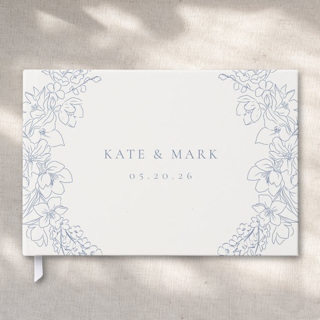 Delicate Blue Floral Wedding Guest Book (Creator Uploaded)