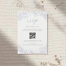 Delicate Blue Floral Wedding QR code RSVP