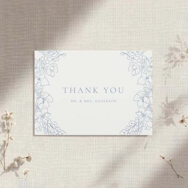 Delicate Blue Floral Wedding Thank You Card (Creator Uploaded)