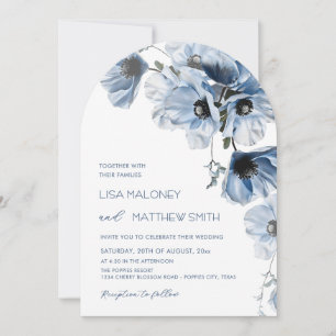 Delicate Blue Flowers White Wedding Invitation