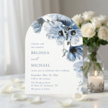 Delicate Blue Flowers White Wedding Invitation