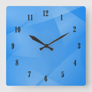 Delicate Blue Folds with Black Numbers Square Wall Clock