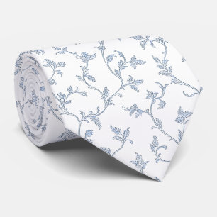 Delicate blue foliage neck tie