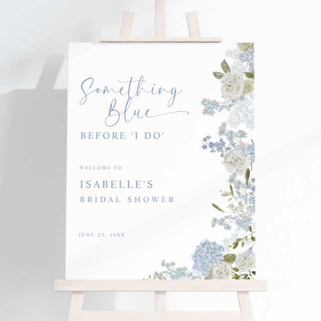 Delicate Blue Green Floral Bridal Shower Welcome Foam Board (Creator Uploaded)
