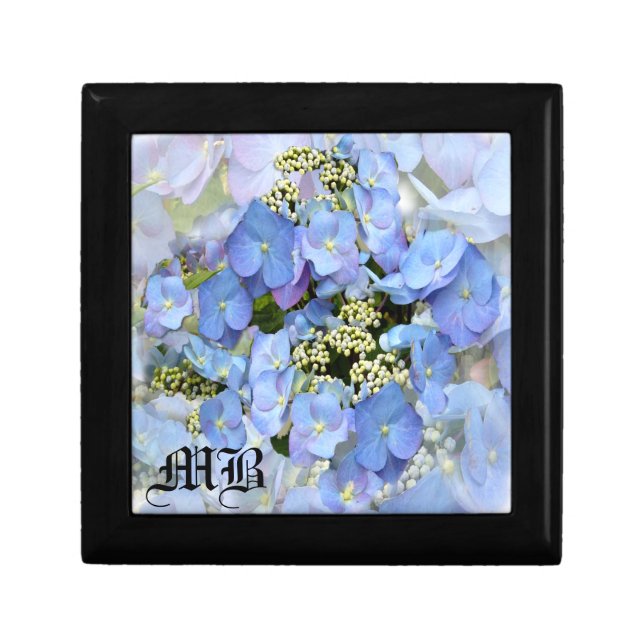 Delicate Blue Lacecap Hydrangea Keepsake Box (Front)