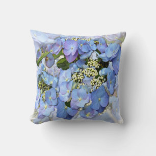 Delicate Blue Lacecap Hydrangea Throw Pillow