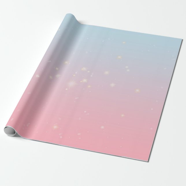 Delicate Blue Pink Bokeh Aesthetic Gradient Ombre Wrapping Paper (Unrolled)