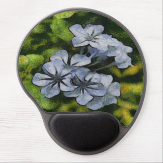 Delicate Blue Plumbago Blossom Painting Gel Mouse Pad